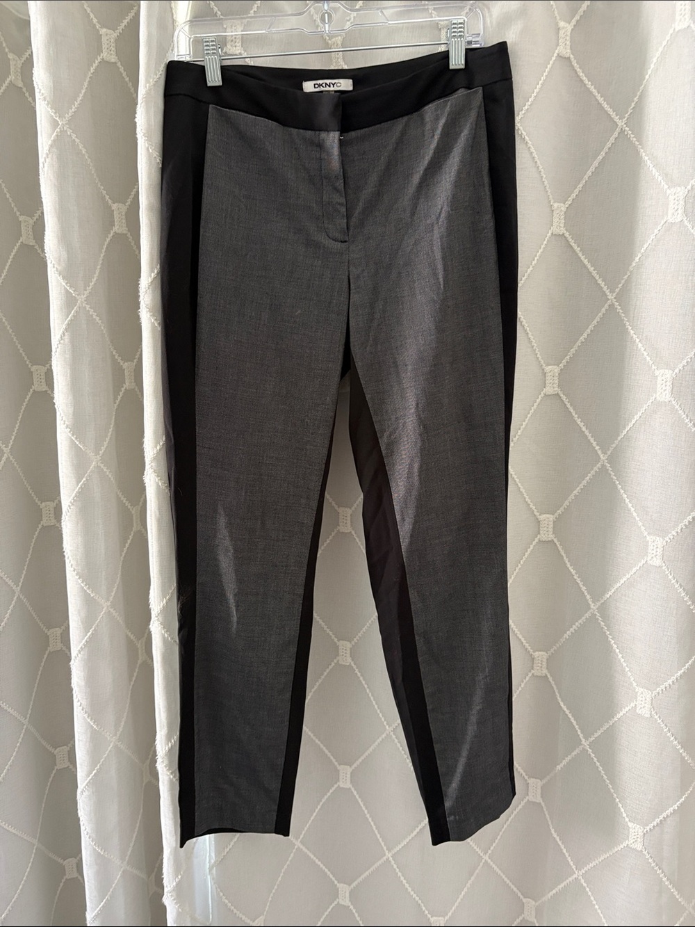 DKNY Two-Tone Gray and Black Cropped Dress Pants